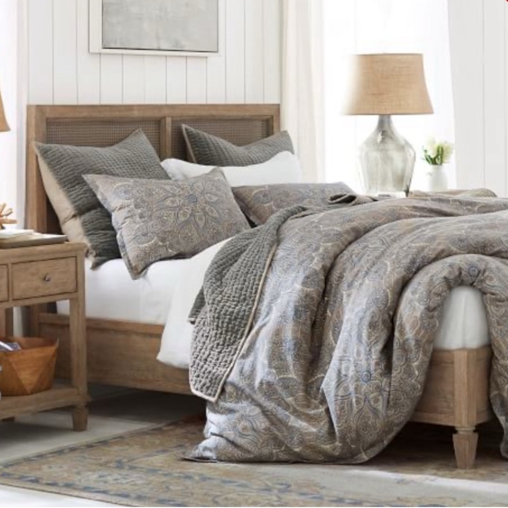 Pottery Barn Gray and Blue Vivienne Paisley Duvet Cover